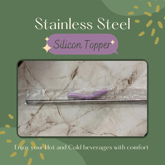 Stainless Steel Straw for Tumblers 12 inch with Silicone Topper Kooqio Kids