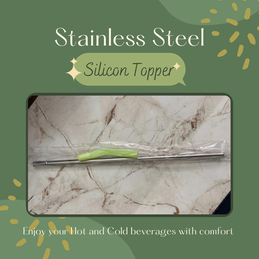 Stainless Steel Straw for Tumblers 12 inch with Silicone Topper Kooqio Kids