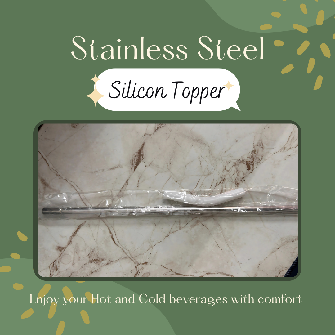 Stainless Steel Straw for Tumblers 12 inch with Silicone Topper Kooqio Kids