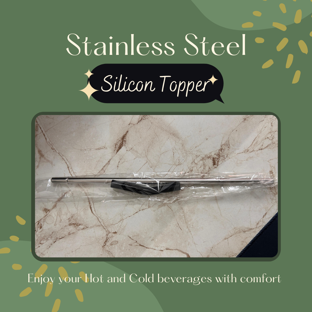 Stainless Steel Straw for Tumblers 12 inch with Silicone Topper Kooqio Kids