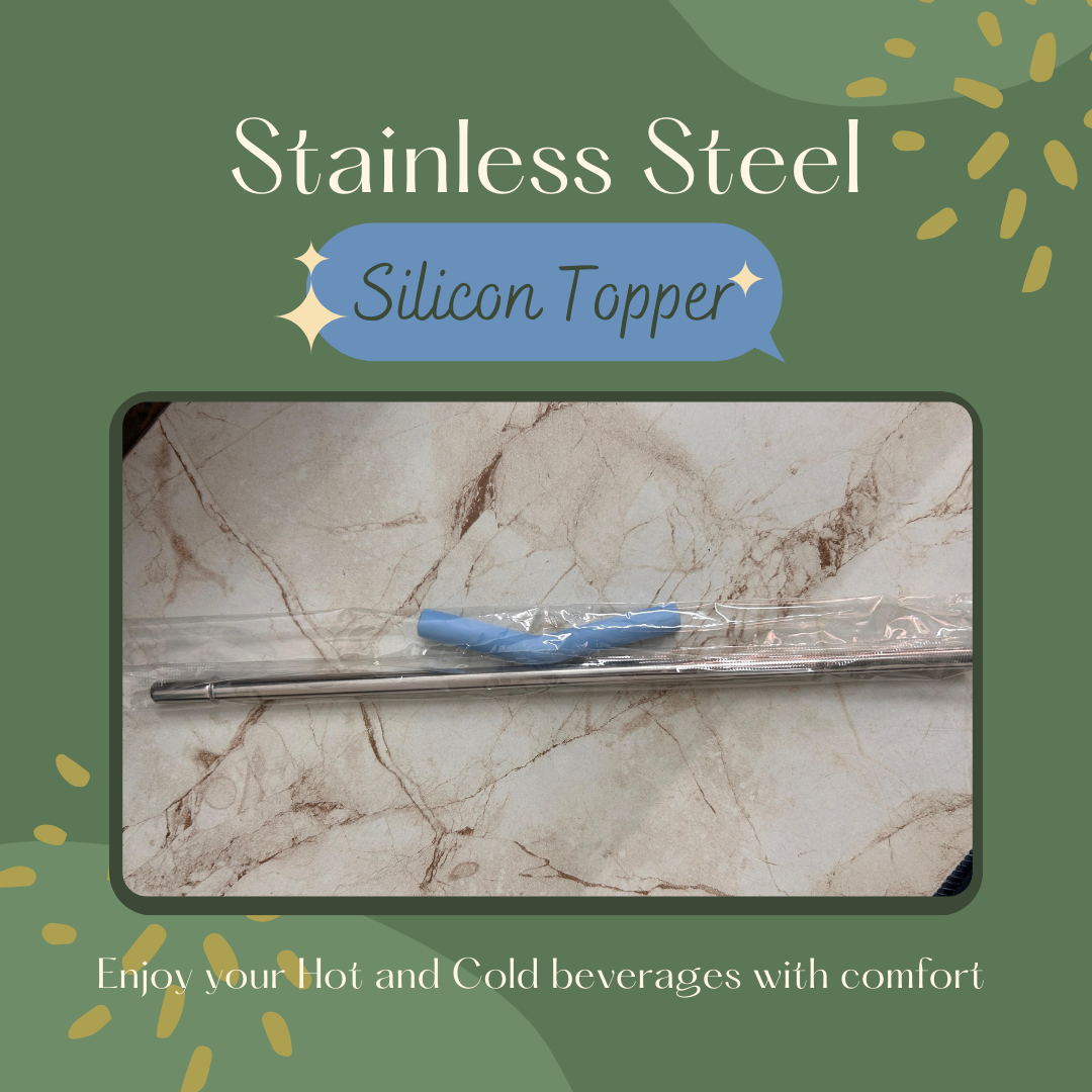 Stainless Steel Straw for Tumblers 12 inch with Silicone Topper Kooqio Kids