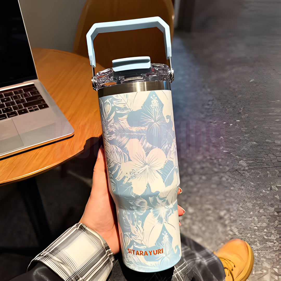 SITARAYURI Floral Insulated Travel Tumbler 900 ml