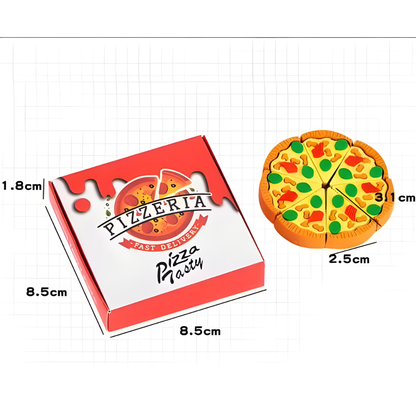 🍕 Pizza Box & Slices Eraser Set - Realistic Food Fun! (Pack of 3)