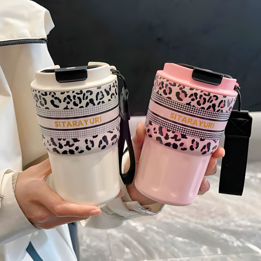 SITARAYURI Leopard Print Insulated Travel Mug