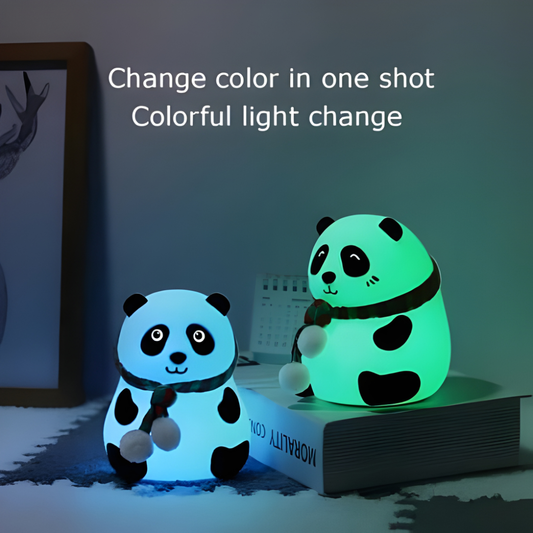 Soft Silicone LED Panda Lamp with Color Changing & Eye Protection - Perfect for Baby's Room!