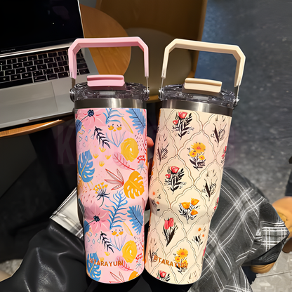 SITARAYURI Floral Insulated Travel Tumbler 900 ml