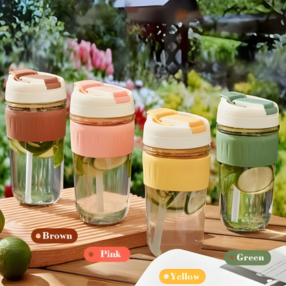 KooqioKids Borosilicate Glass Water Bottles with Silicone Grip.