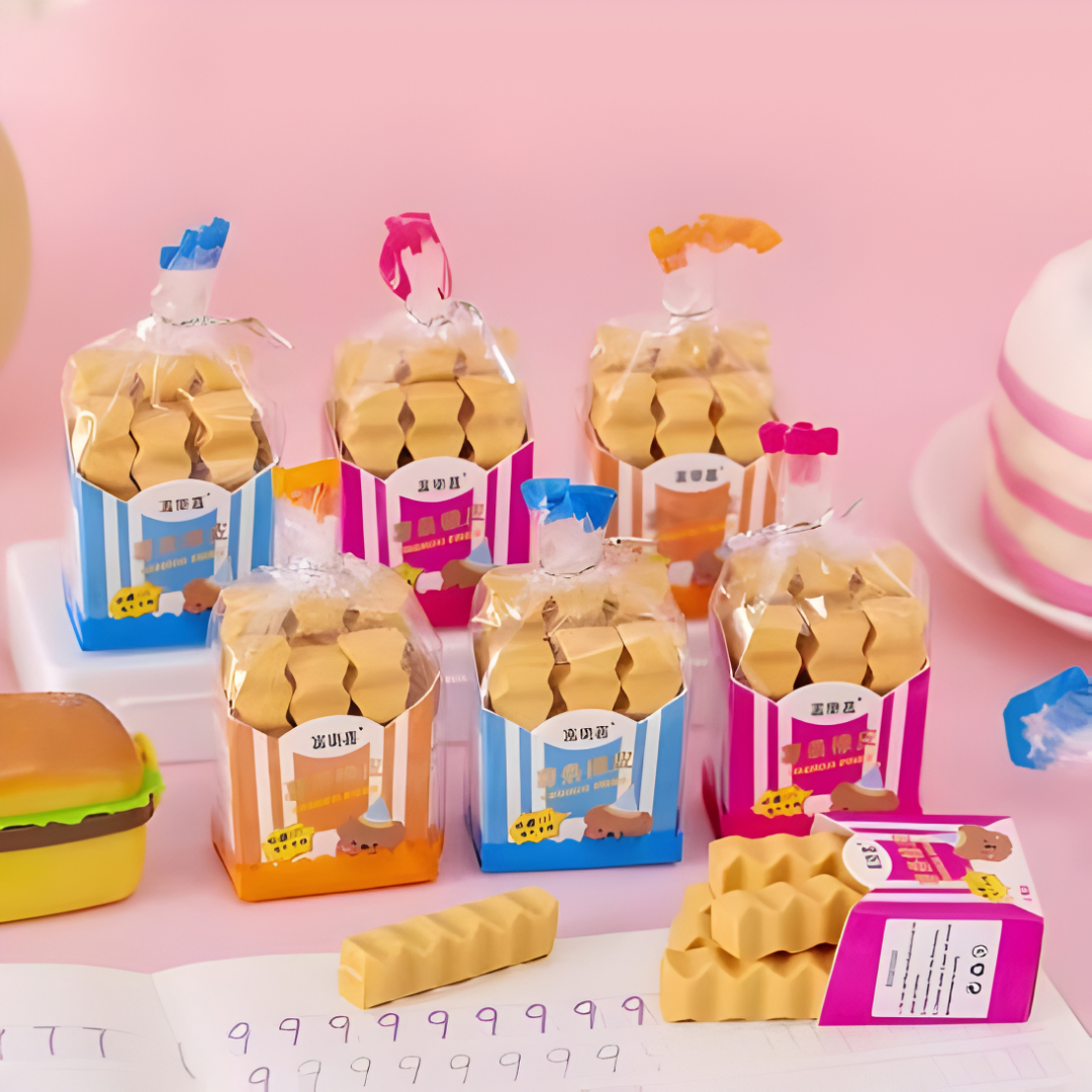 🍟 French Fries Eraser Set - (Pack of 3)