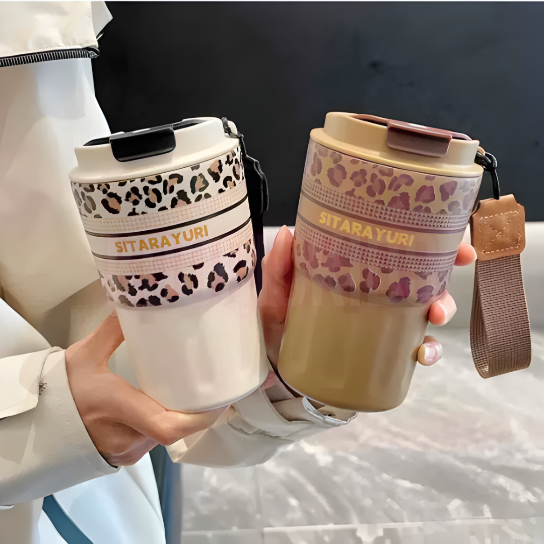 SITARAYURI Leopard Print Insulated Travel Mug