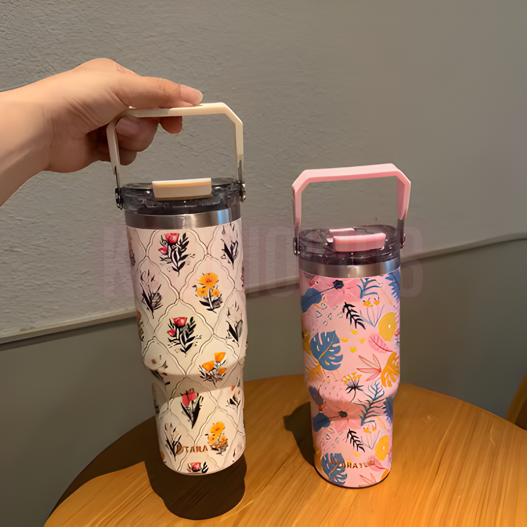 SITARAYURI Floral Insulated Travel Tumbler 900 ml