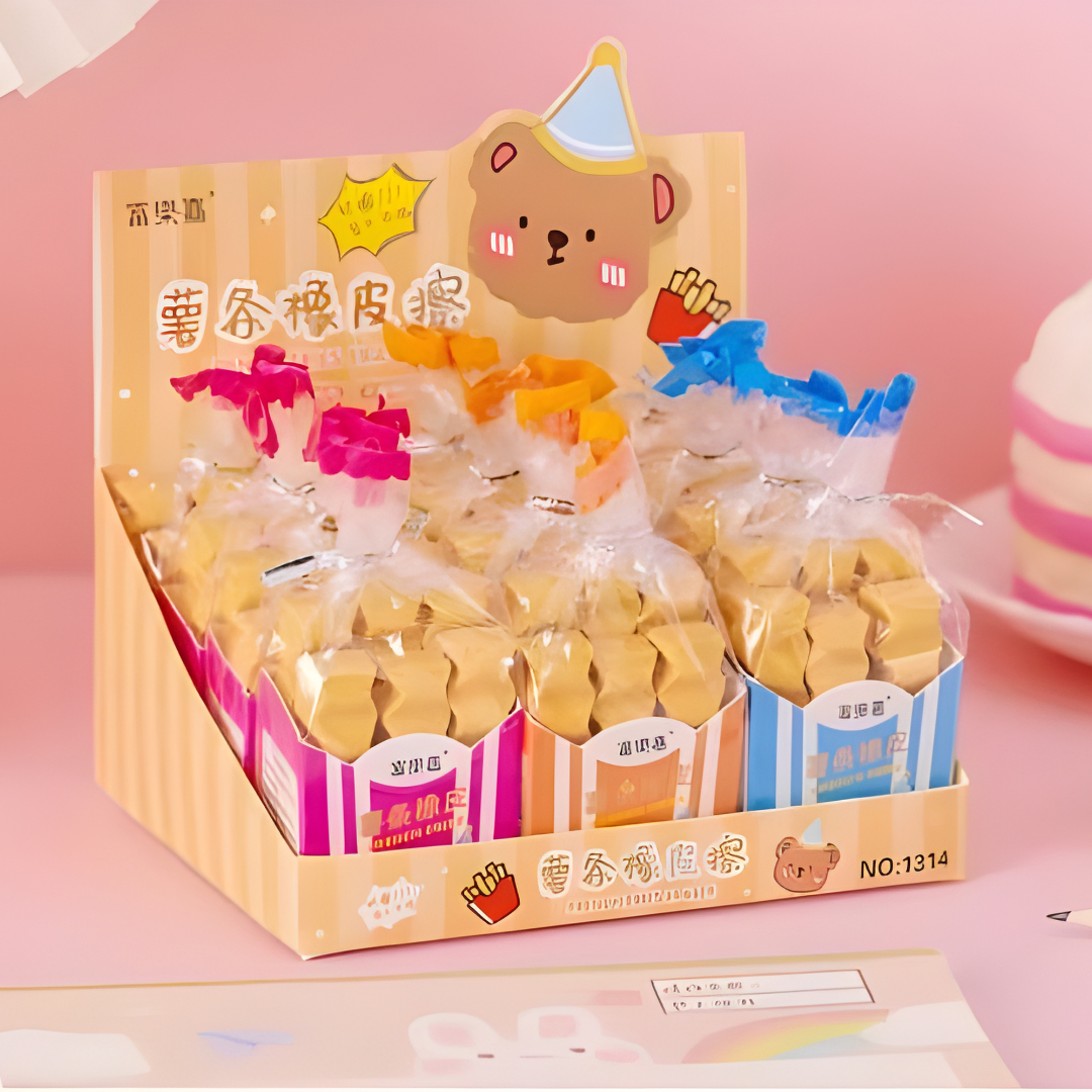 🍟 French Fries Eraser Set - (Pack of 3)