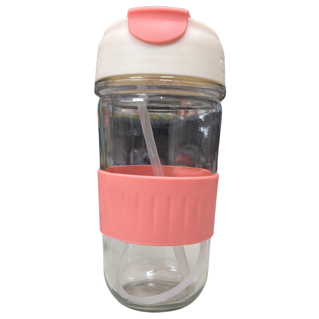 KooqioKids Borosilicate Glass Water Bottles with Silicone Grip.