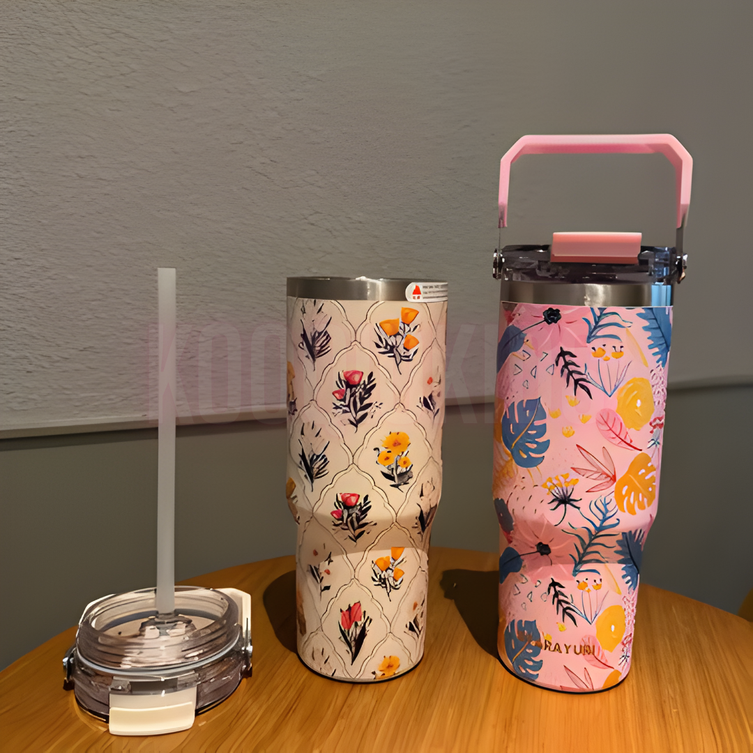 SITARAYURI Floral Insulated Travel Tumbler 900 ml