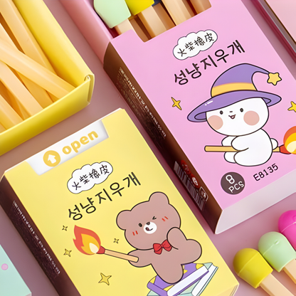 🔥 Matchstick Shaped Erasers - Fun School Supplies (Pack of 4)