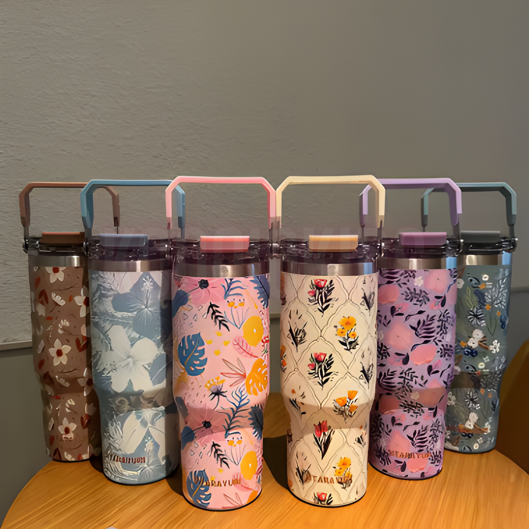 SITARAYURI Floral Insulated Travel Tumbler 900 ml