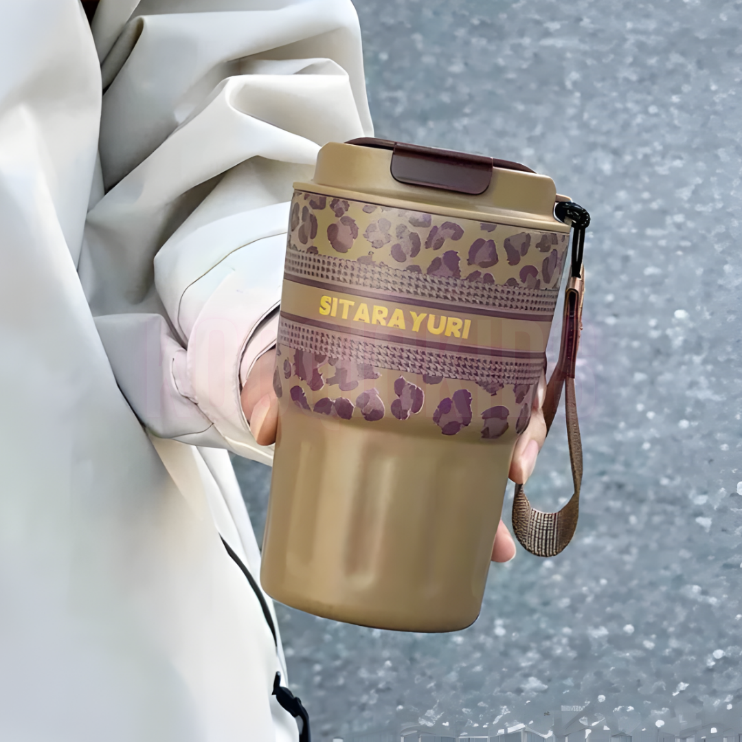 SITARAYURI Leopard Print Insulated Travel Mug