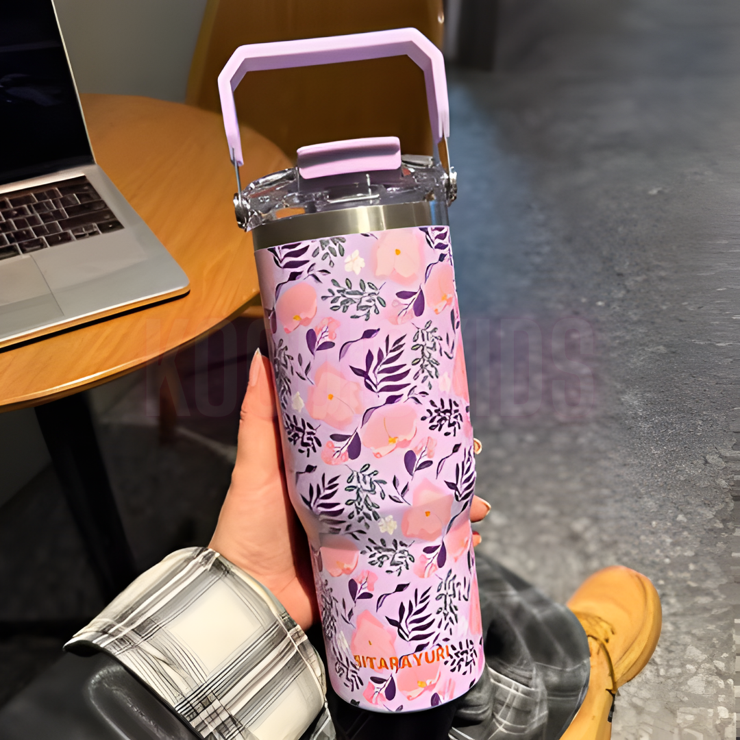 SITARAYURI Floral Insulated Travel Tumbler 900 ml