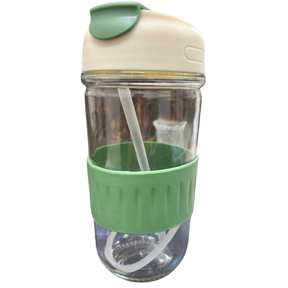 KooqioKids Borosilicate Glass Water Bottles with Silicone Grip.