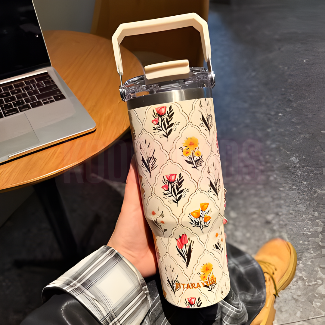 SITARAYURI Floral Insulated Travel Tumbler 900 ml