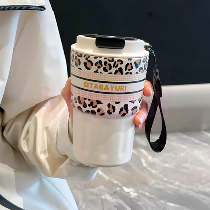 SITARAYURI Leopard Print Insulated Travel Mug